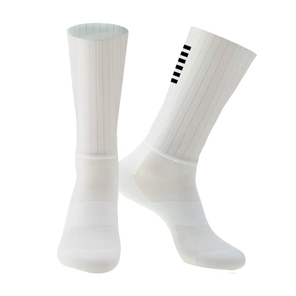 Athletic sports socks for cycling and running in multiple colour options with moisture-wicking fabric