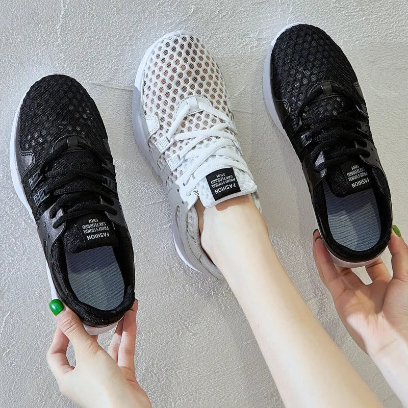 Breathable mesh sneaker with hollow out design and lightweight EVA sole in casual low-top style