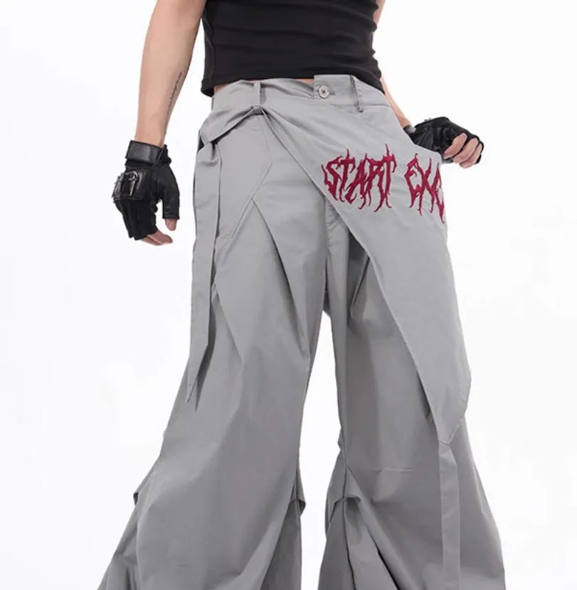 Boys wide-leg function pants in refined Korean style, black and grey solid colour options