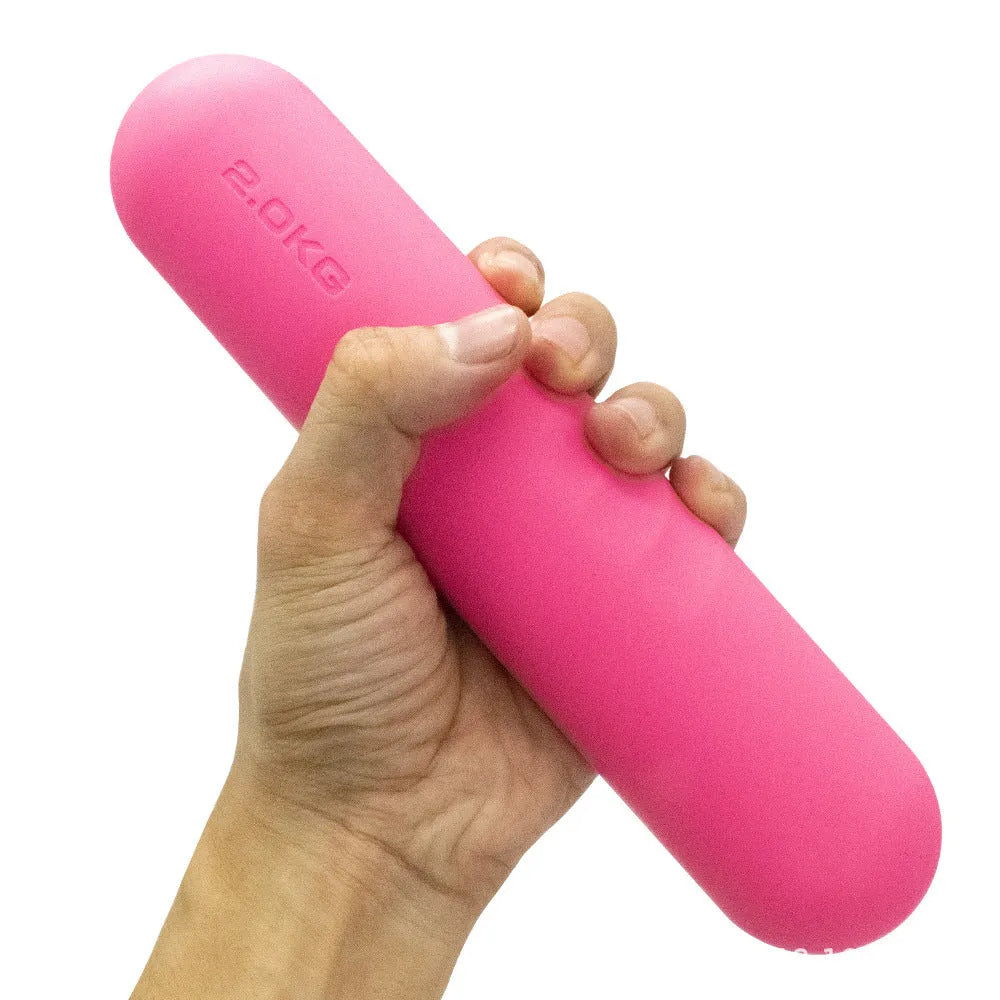 Silicone-edged hand-drawn dumbbell stick in various colours with cast iron construction