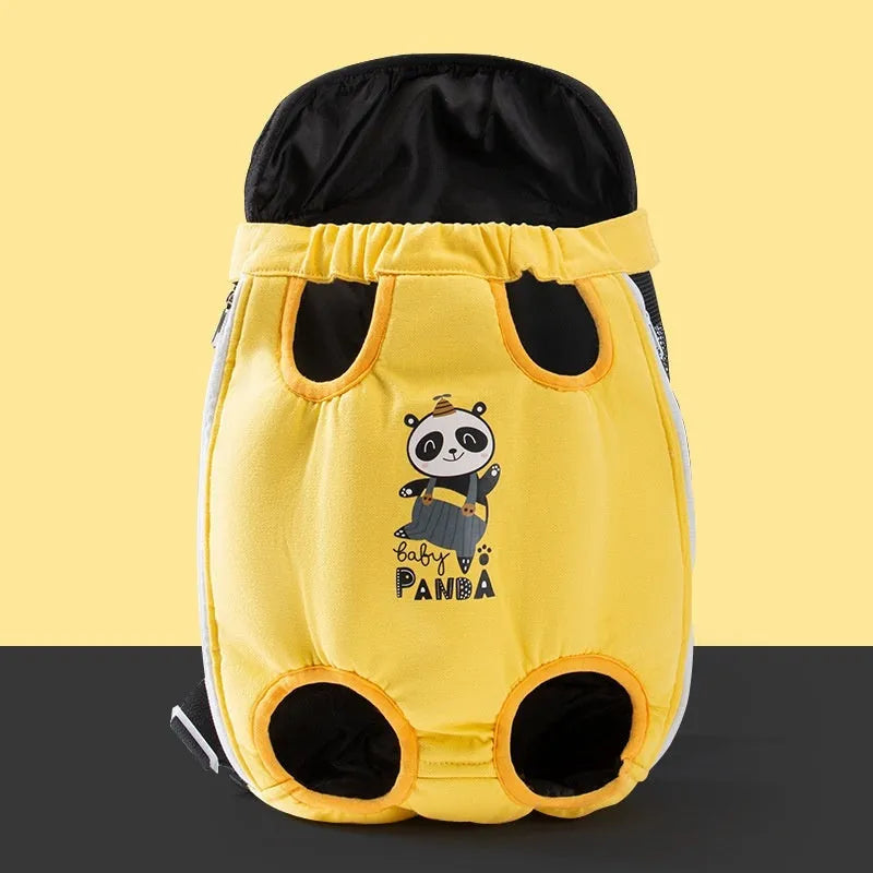 Cartoon animal design pet chest bag with colourful stitching on soft canvas material