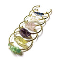 Natural crystal rough stone bracelet with gold winding geometric design