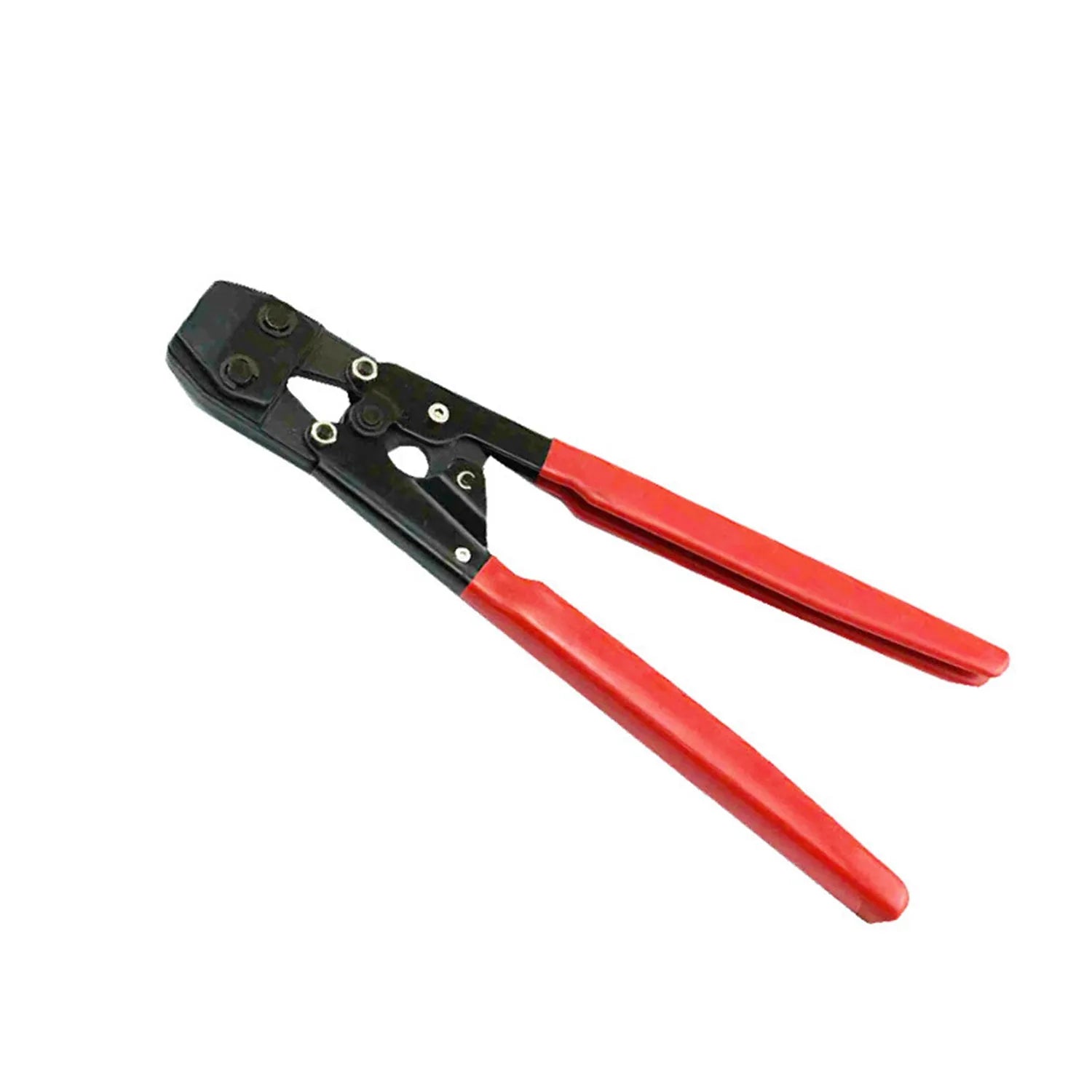 Red cloth coated single ear carbon steel clamp for PEX tubing and plastic pipe connections