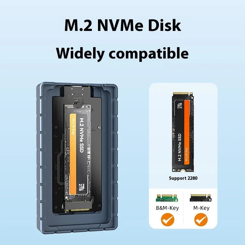 Aluminium USB4 hard disk box for solid state drives with compact 50mm design