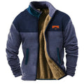 Men's green polyester padded coat on a hanger, regular length