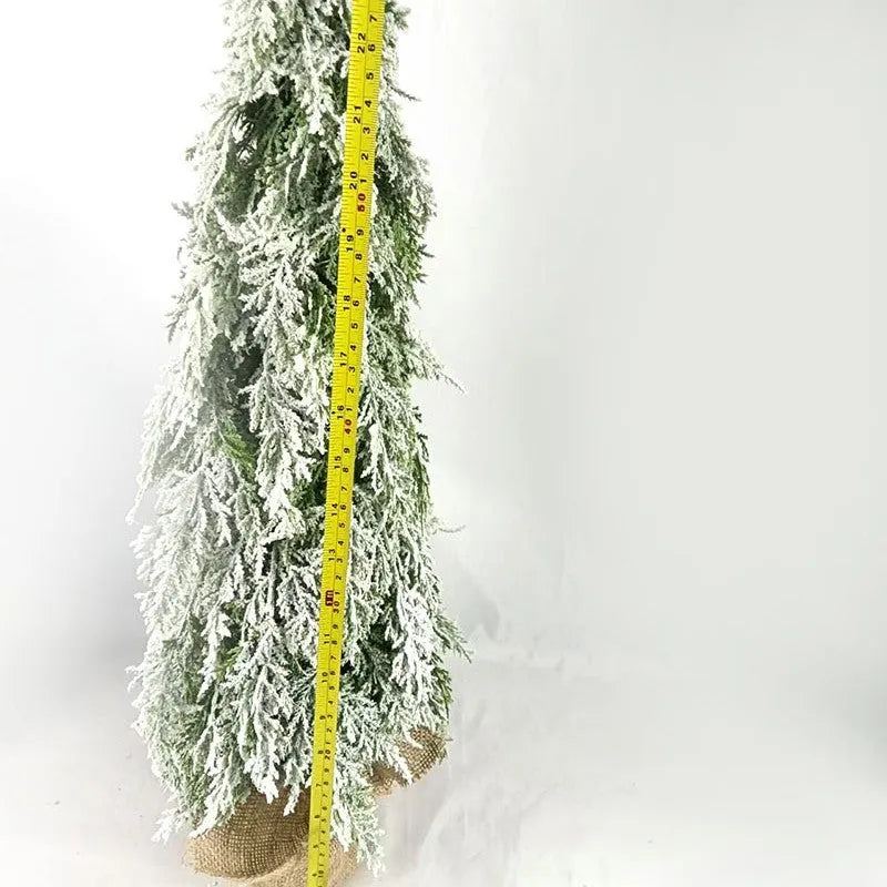 24 inch green artificial Christmas tree with LED lights and snow sprayer decoration on desktop