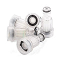 Transparent plastic water inlet joint for Karcher pressure washers, approx 3cm diameter