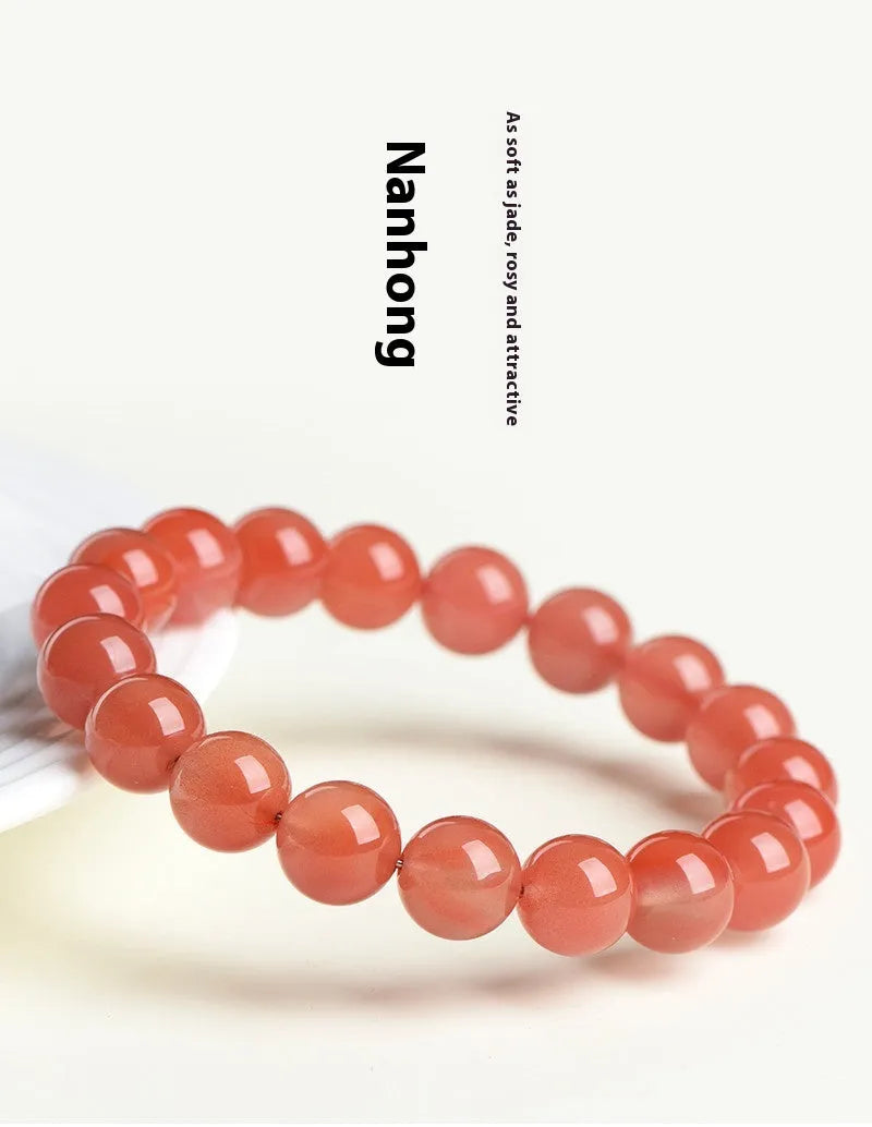 Natural South cherry red agate bracelet with scattered beads in polished finish