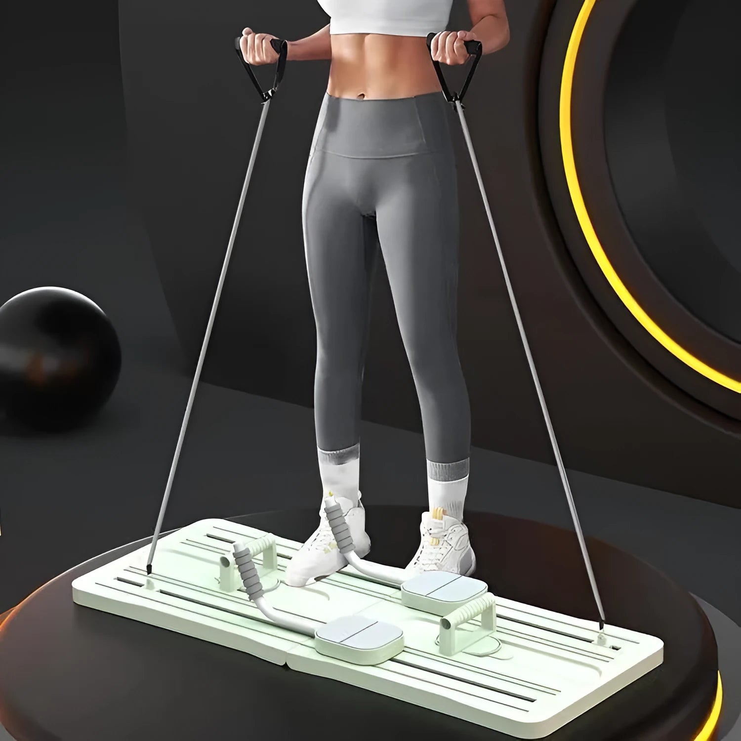 Purple foldable belly panel fitness board made from PP plastic for home exercise
