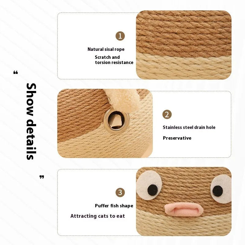 Cube-shaped pet puzzle tumbler with sisal hemp construction and puffer leakage feeder design