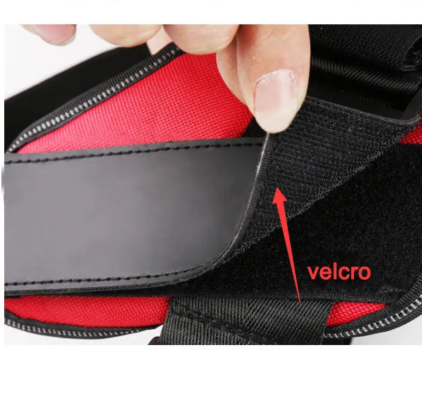 Adjustable no-pull dog harness vest with reflective strips and a chest strap, shown in various colours