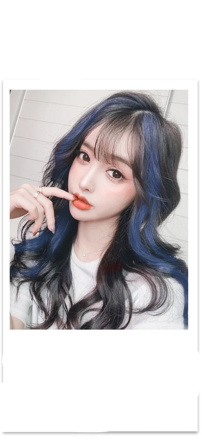 Long curly gradient wig patch in mixed silk material, approximately 60cm, shown in a vibrant colour.