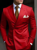 Men's grey slim fit two-piece business suit with jacket and trousers