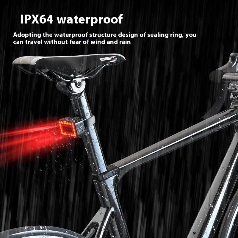 Smart radar detection bicycle taillight with USB-C charging port and mounting bracket