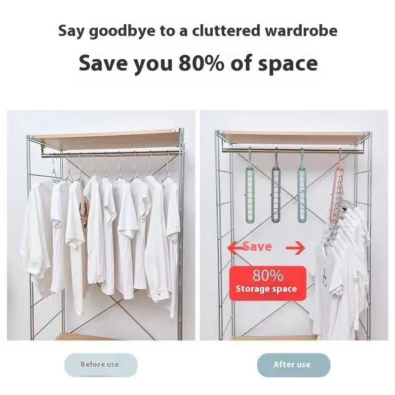 Plastic nine-hole folding hanger for trousers and accessories in multiple colour options