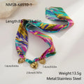 Women's stainless steel geometric pendant necklace and bracelet set with 18K gold plating and adjustable chain