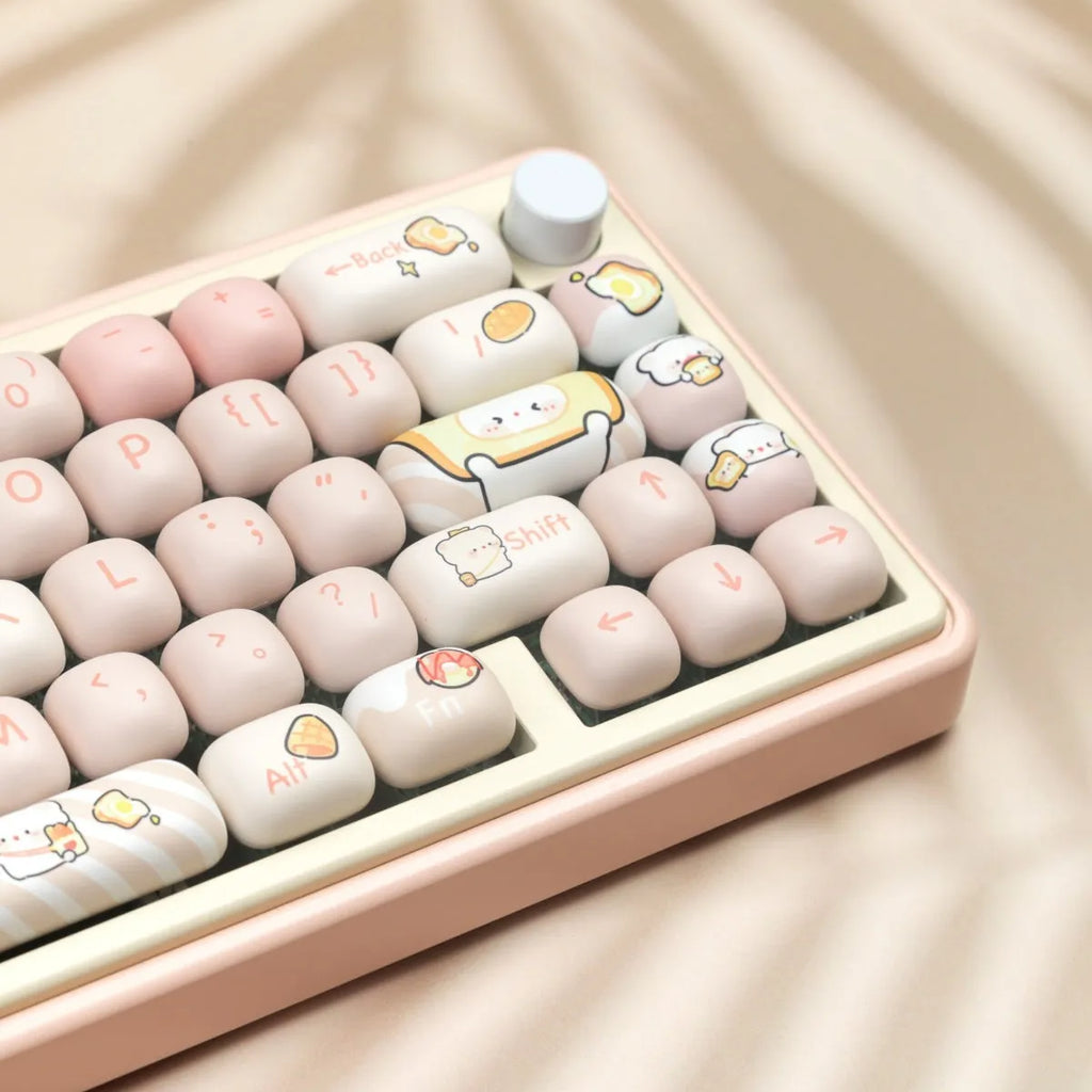 MOG Steamed Bread Bear PBT key caps set with 143+3 keys for mechanical keyboards