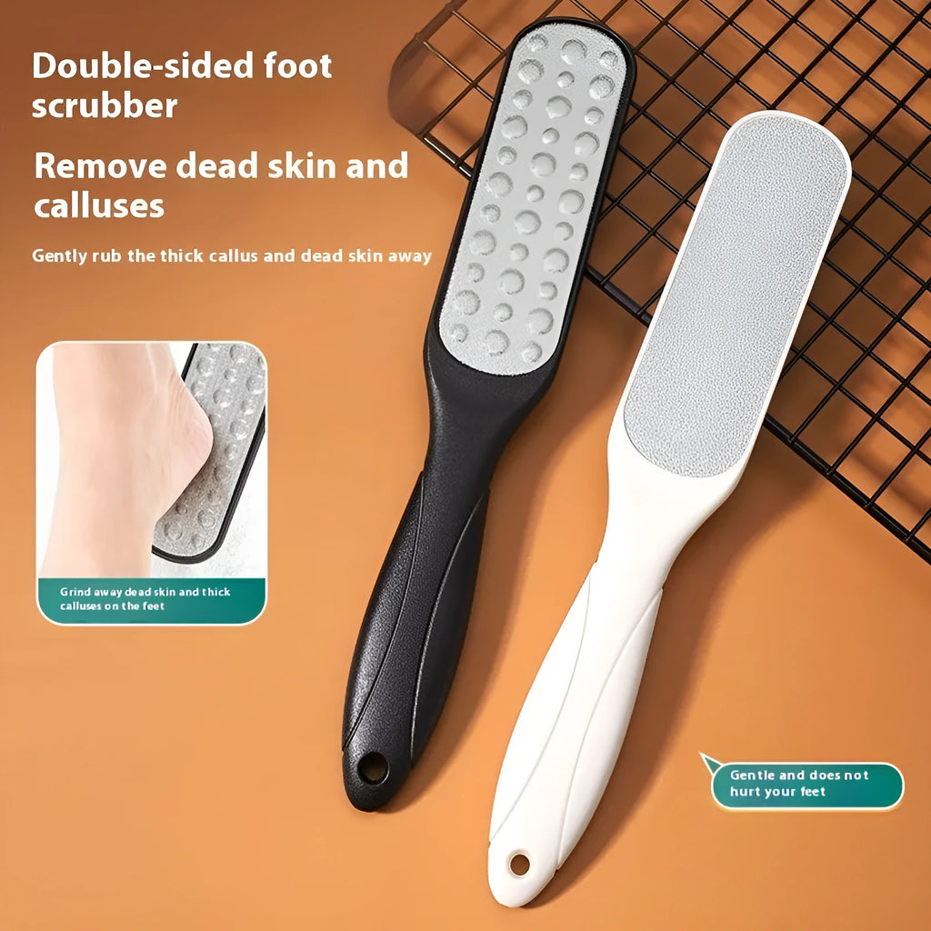 Stainless steel double-sided foot grinder for hard skin removal in black and white colour options