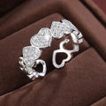 Adjustable opening copper couple ring with geometric heart design in gold and silver colour options