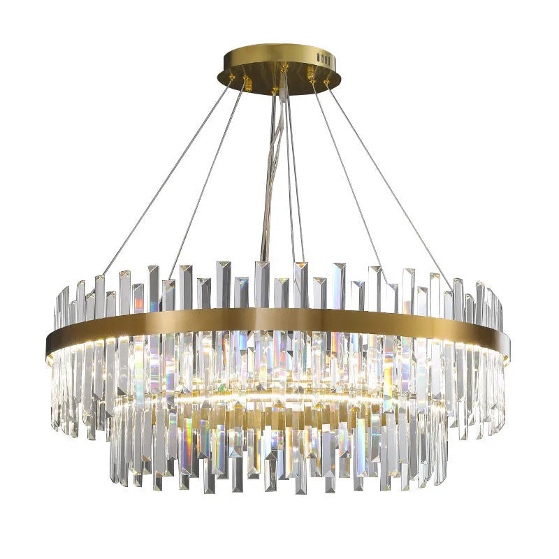 Stainless steel fish-shaped crystal chandelier ceiling light with multiple LED heads.