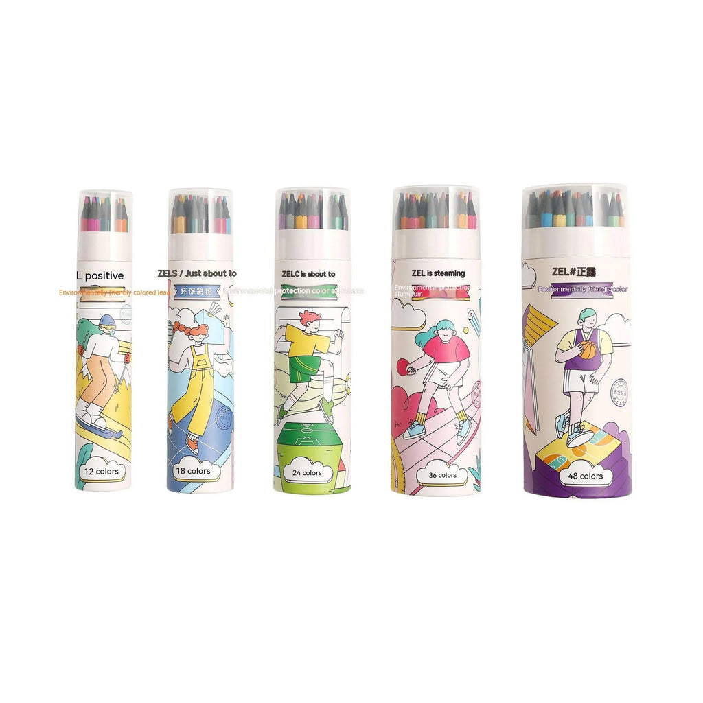 Zhenglin Sports Series coloured pencils in multiple colour sets with paper barrels and standard or erasable lead options