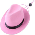 Handmade wool felt mini pet sun hat in S size with 155cm diameter and hairpin, shown in black monochrome pattern