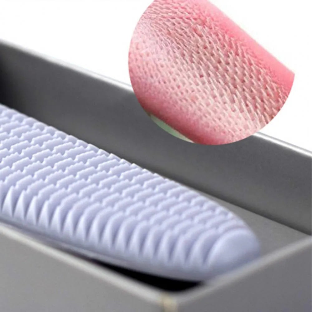 Grey and pink ABS plastic cat grooming comb with narrow and wide ends for pet hair removal