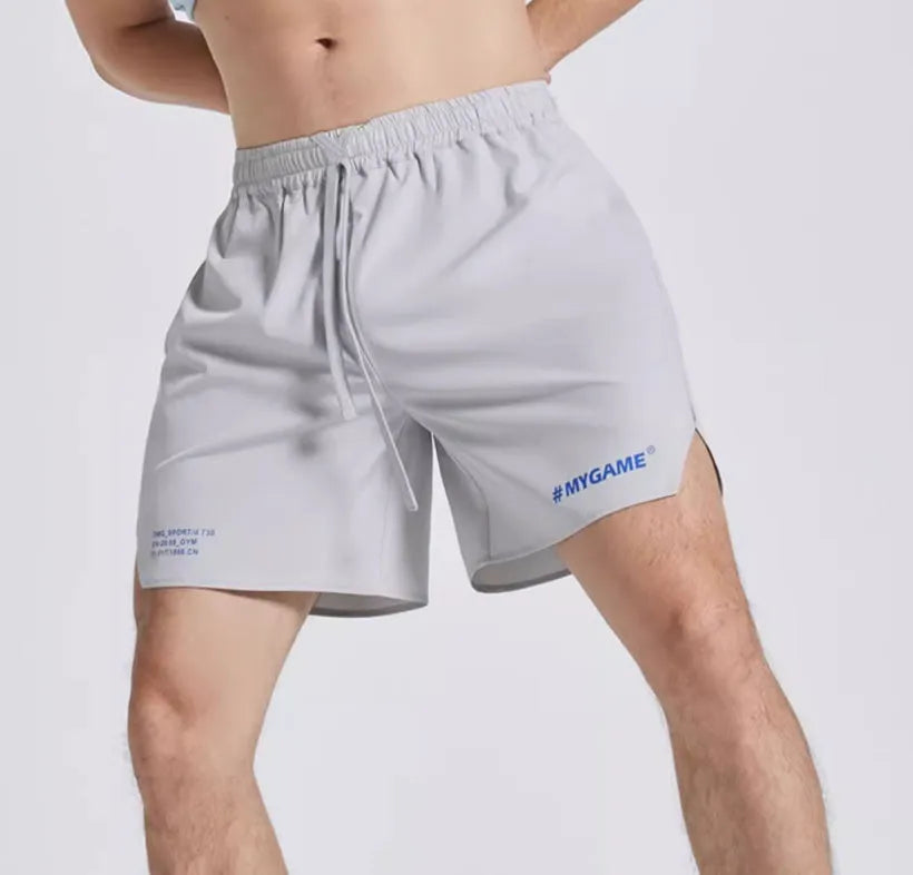 Men's training fitness shorts in midnight blue with moisture-absorbing fabric and four-point stretch construction