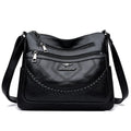 Soft PU leather women's crossbody shoulder bag in horizontal square shape with large capacity
