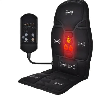 Black electric cervical massager with wireless remote control in OPP bag packaging