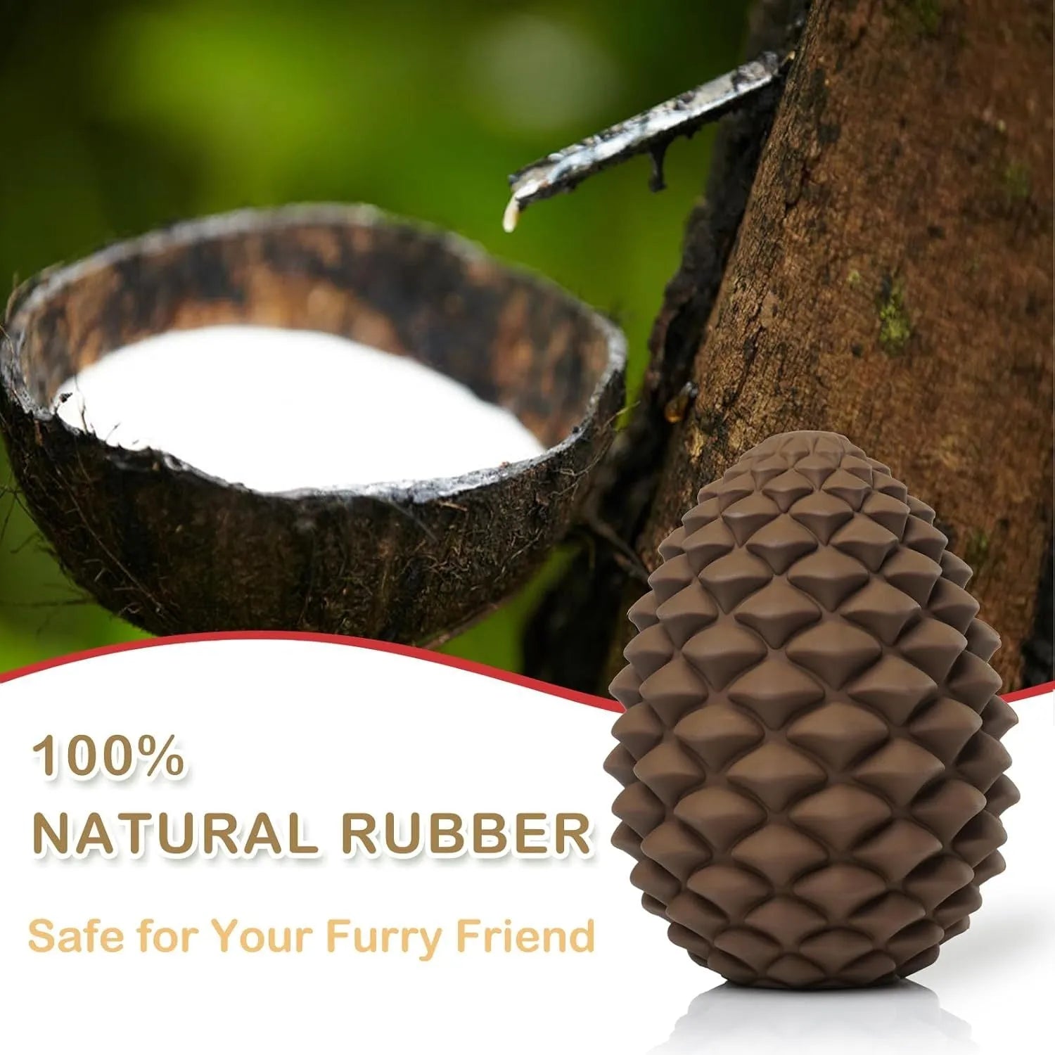 Yellow pine cone-shaped dog chew toy with textured surface and treat dispensing slot