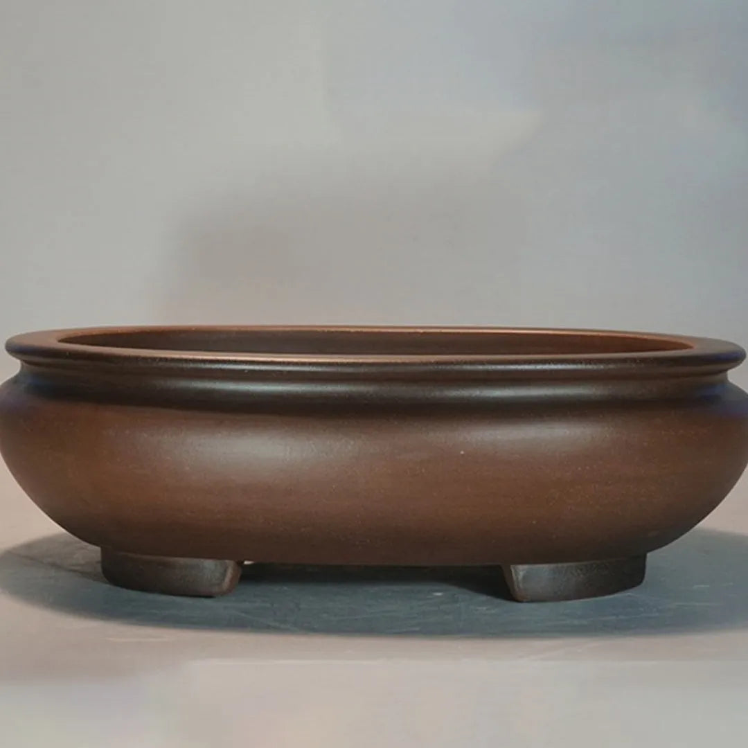 Handmade purple clay desktop flowerpot with classical design for indoor plants