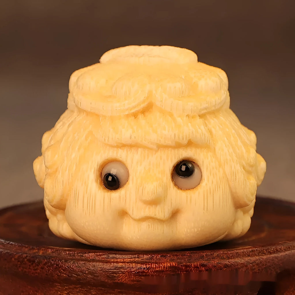 Golden Princess Toad ornament carved from solid bamboo measuring 5.0 units