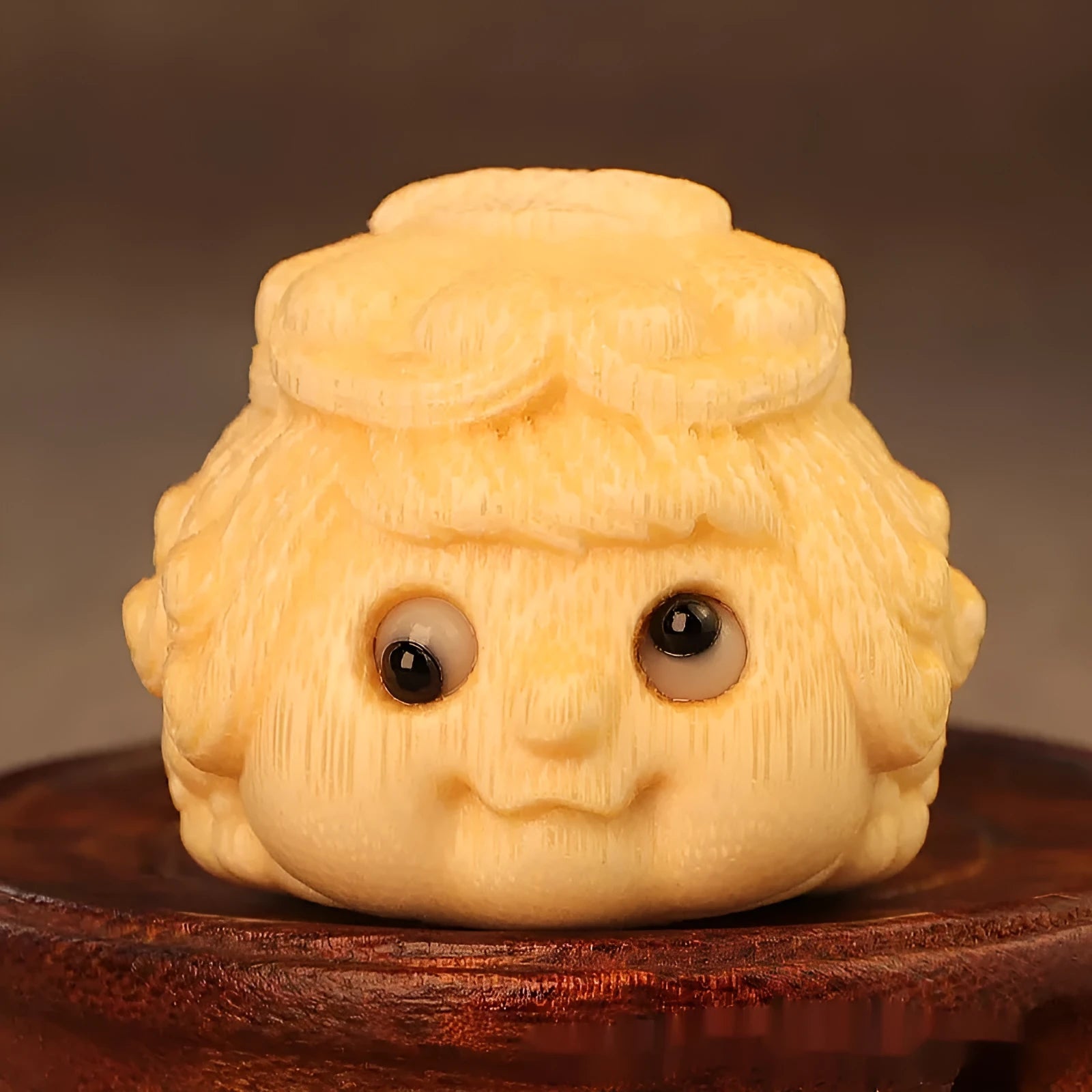 Golden Princess Toad ornament carved from solid bamboo measuring 5.0 units