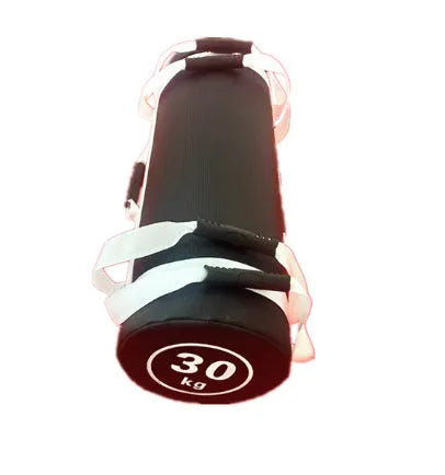 White PVC fitness training sandbag for gym strength conditioning with weight options from 5kg to 30kg
