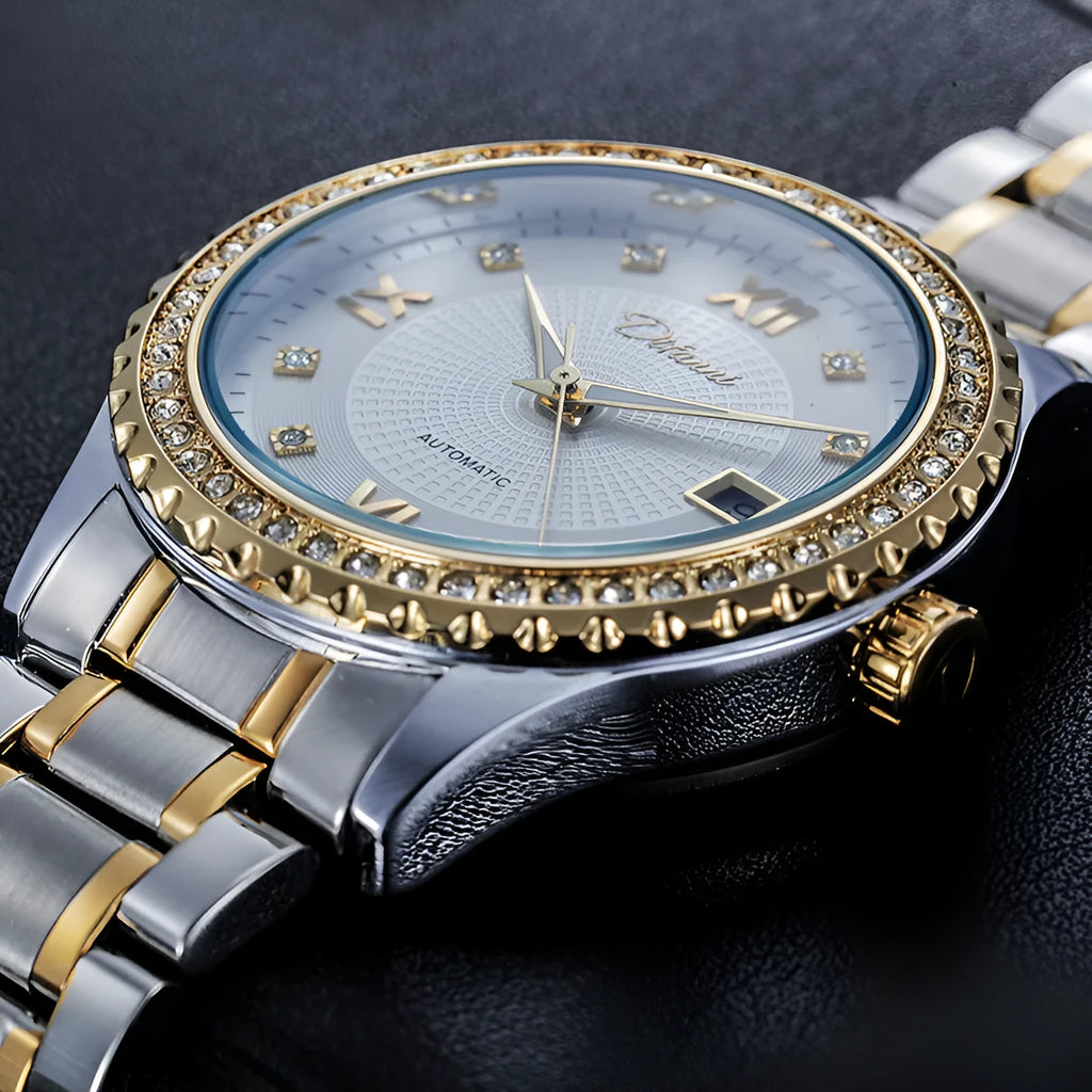 Fashionmonger men's waterproof automatic mechanical watch in gold and silver colour variants