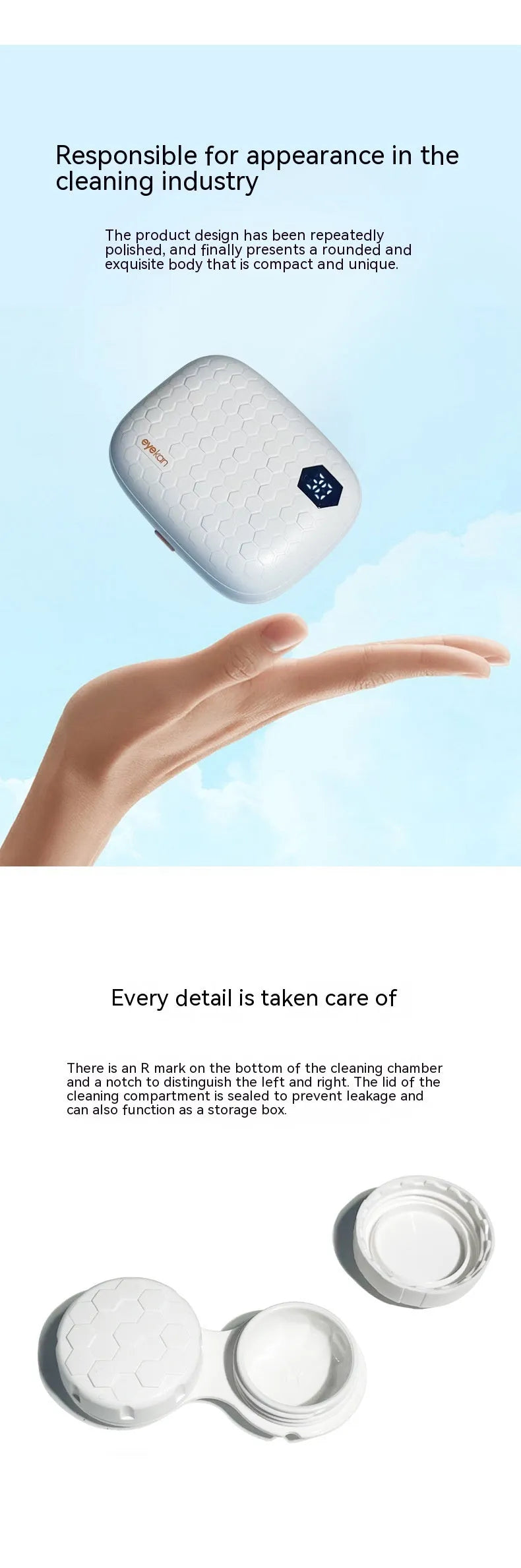 Automatic glasses cleaning machine with ultrasonic flushing instrument in plastic housing measuring 85x65x30mm