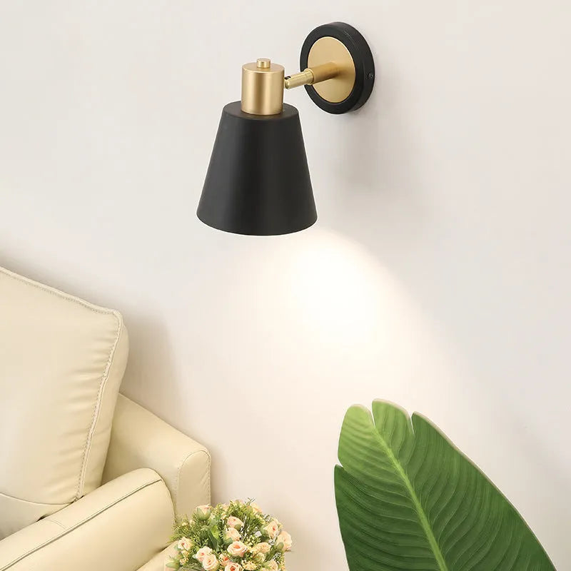 Nordic style iron wall lamp with tricolour LED lighting options for living room or bedroom