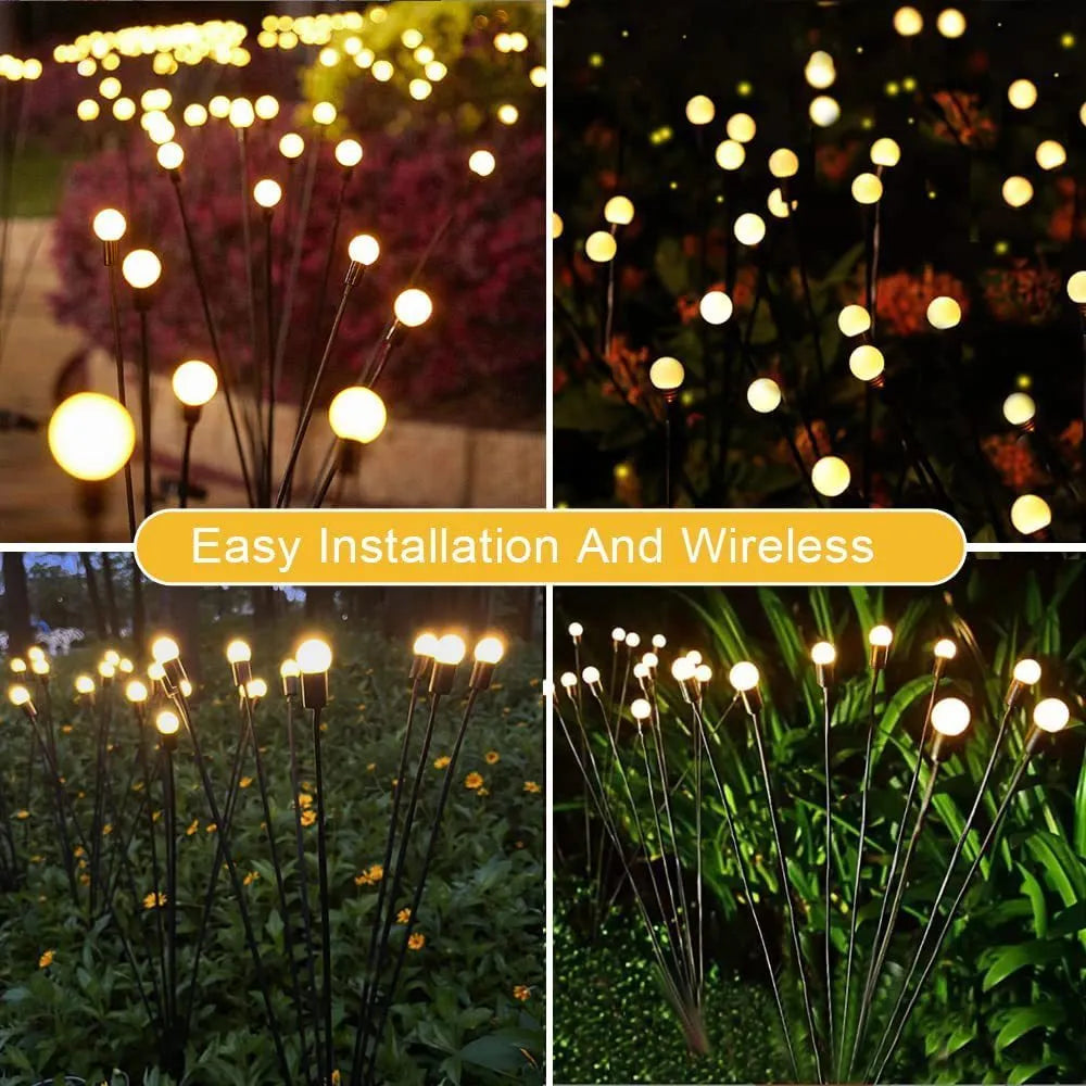 Solar-powered LED ground spike garden light with automatic sensor in lawn