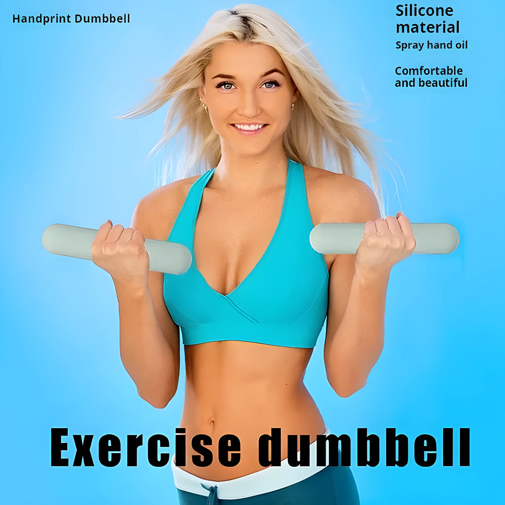 Silicone-edged hand-drawn dumbbell stick in various colours with cast iron construction