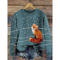 Women's little flower digital printed round neck sweater with floral pattern in polyester knit fabric