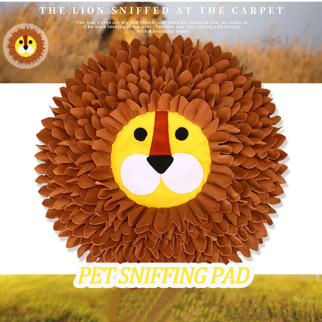 Brown lion pattern Yizhiwen snuffle mat for dogs and cats, measuring 33cm long.