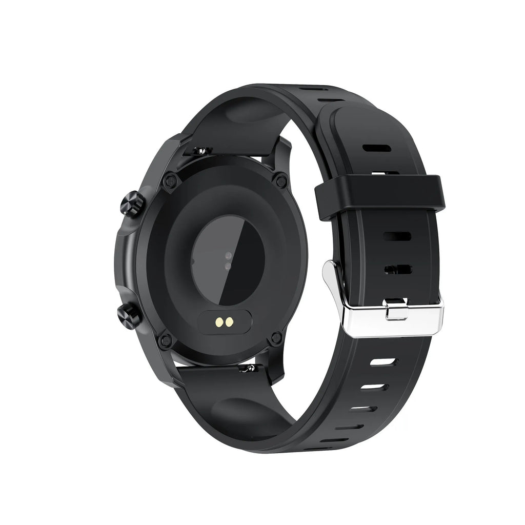 Black or grey smart bracelet with a zinc alloy case and a 1.3-inch screen on a wristband.