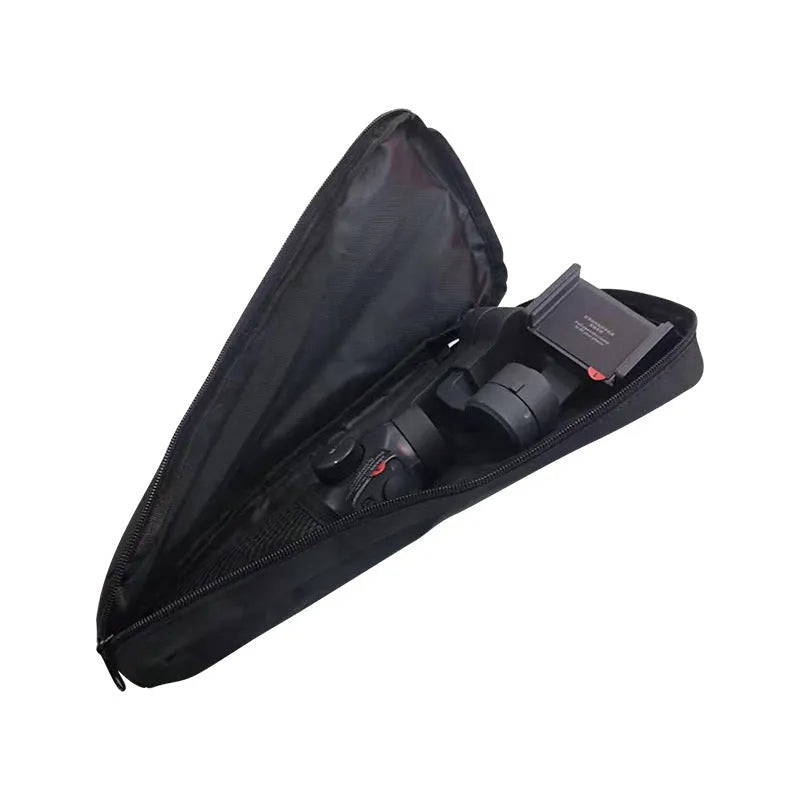 Black cloth storage bag for mobile phone stabilizer accessories with compact design
