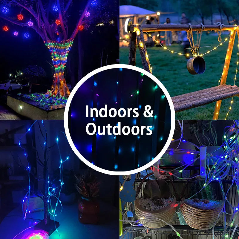 10 metre long multi-colour LED decorative light string with remote control for parties.