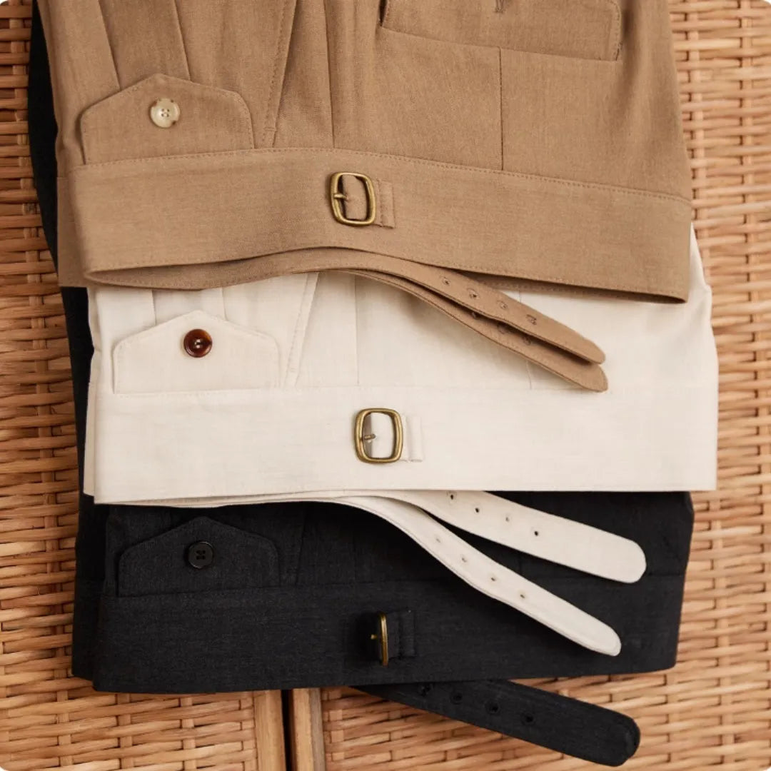 Men's slim-fit straight-leg business trousers in polyester fabric