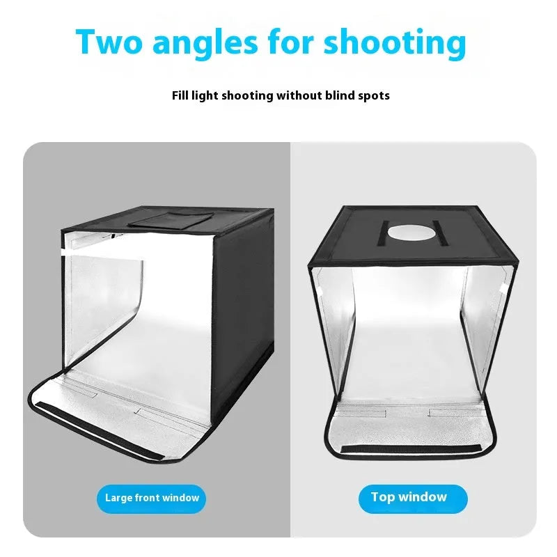 50cm metal frame studio light box with reflective cloth interior and USB plug