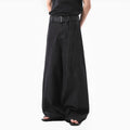 Black high waist straight leg women's jeans made from cotton denim on a model.
