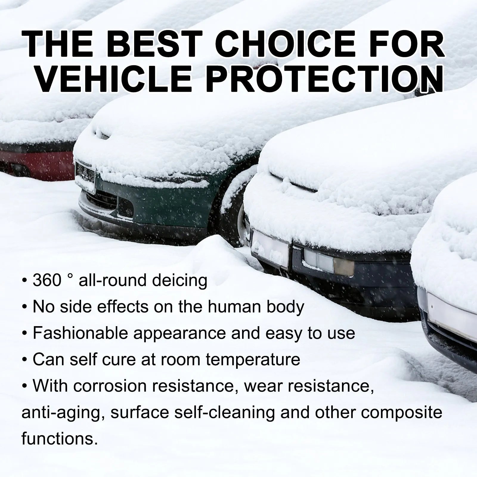 Car snow brush with hydrophobic nano coating and compact PE plastic handle
