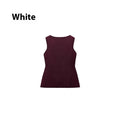 Women's slim fit gold button cardigan vest in viscose fibre, available dark red or white